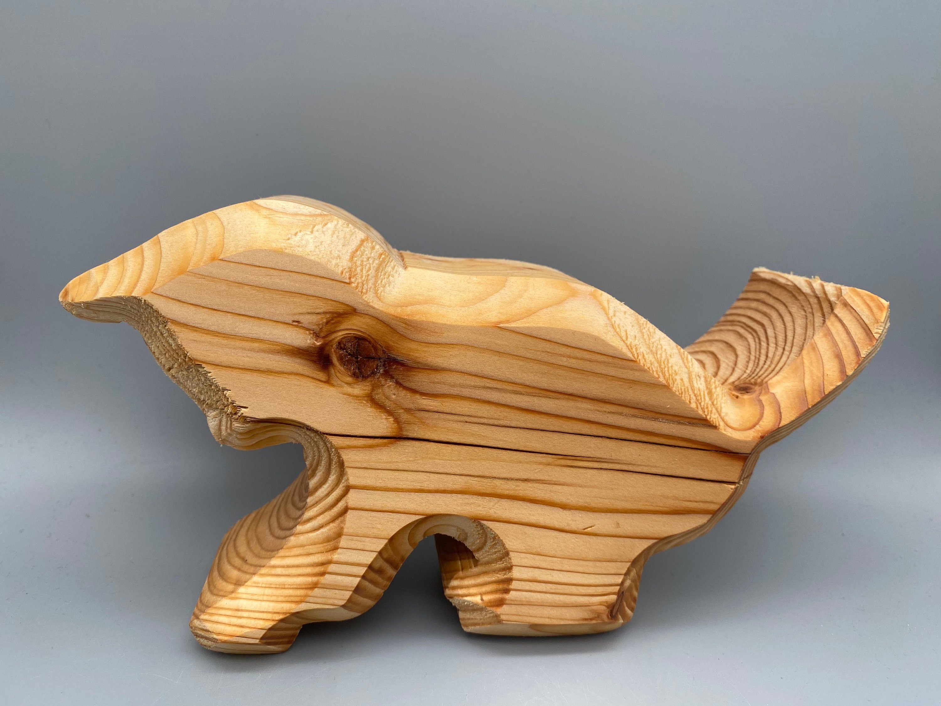 Holz Katze, breit aus Fichte / Deko