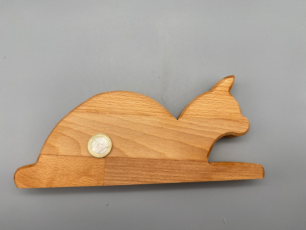 Holz Katze liegend (Buche)
