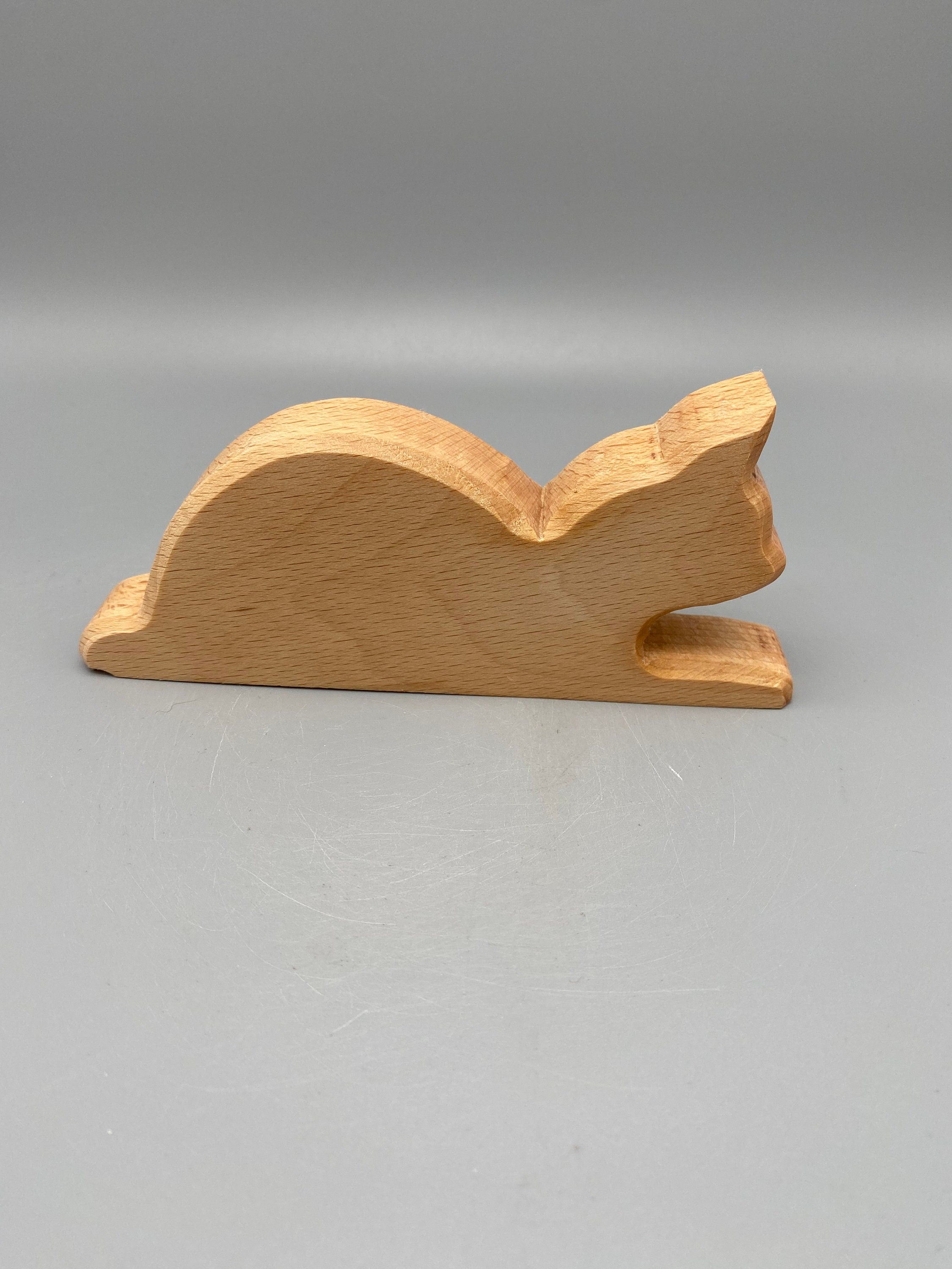 Holz Katze liegend klein