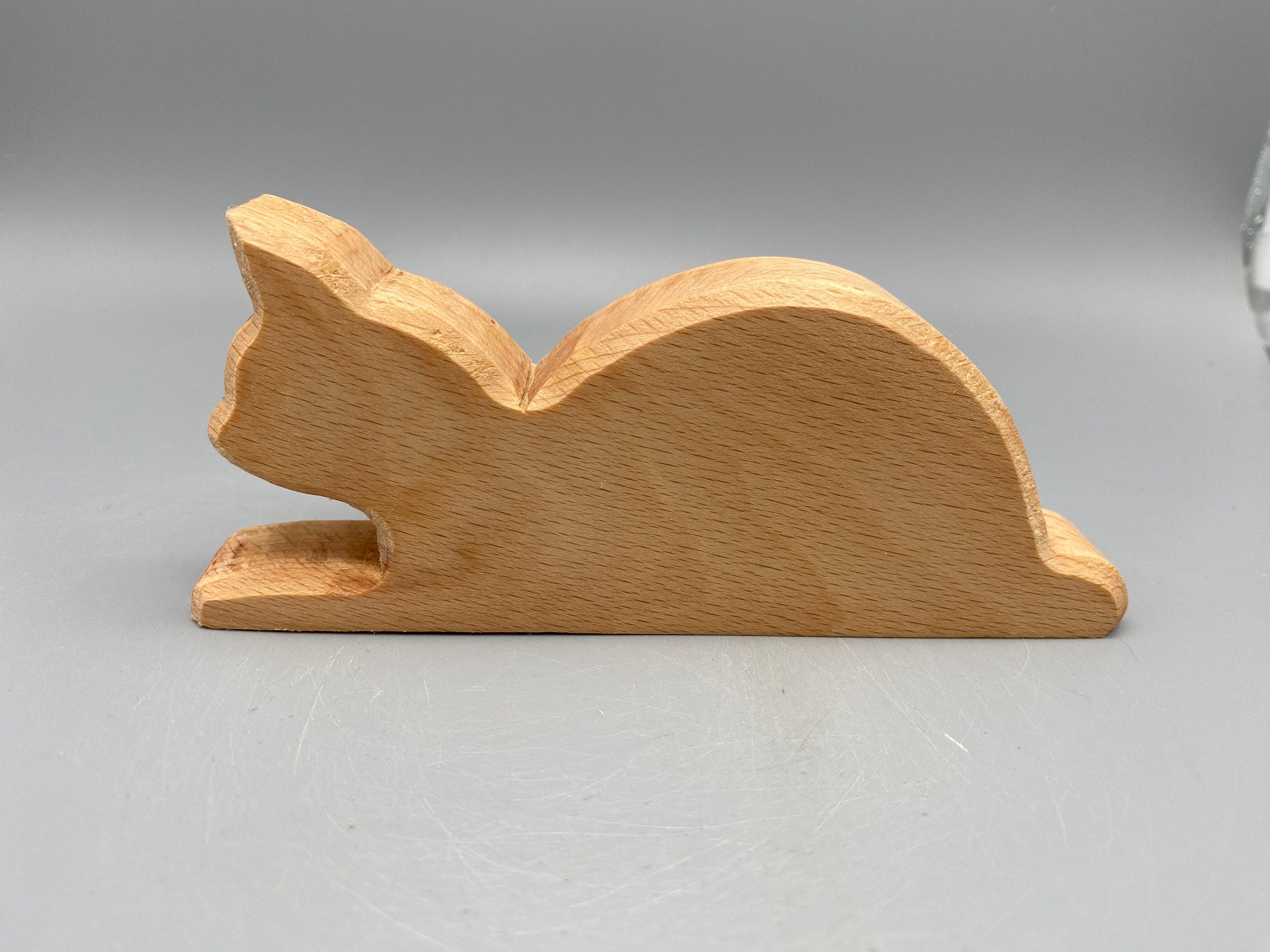 Holz Katze liegend klein