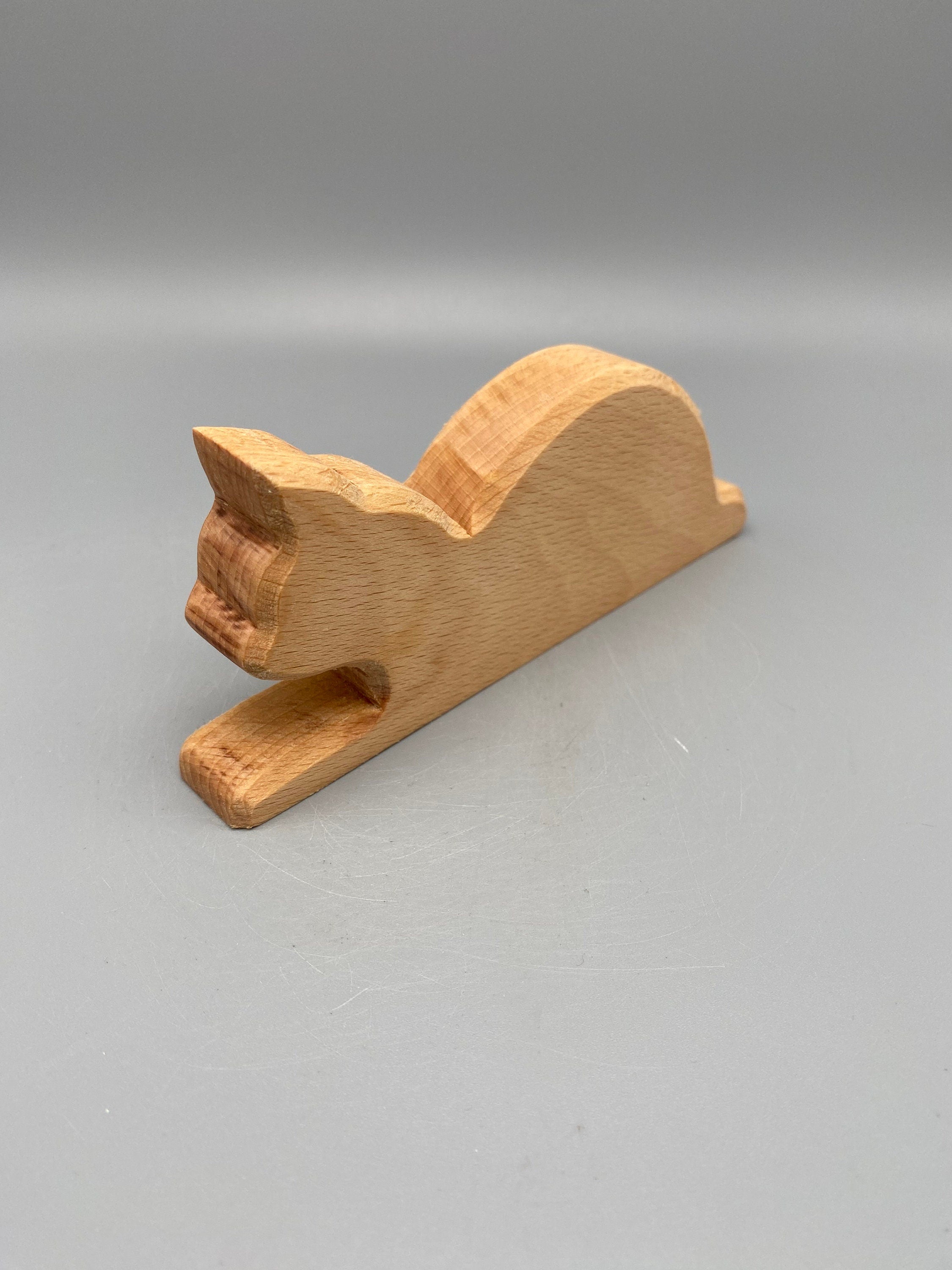 Holz Katze liegend klein