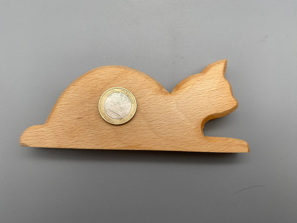 Holz Katze liegend klein