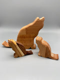 Holzkatzen Katzenfamilie 3er Set (Buche & Akazie)