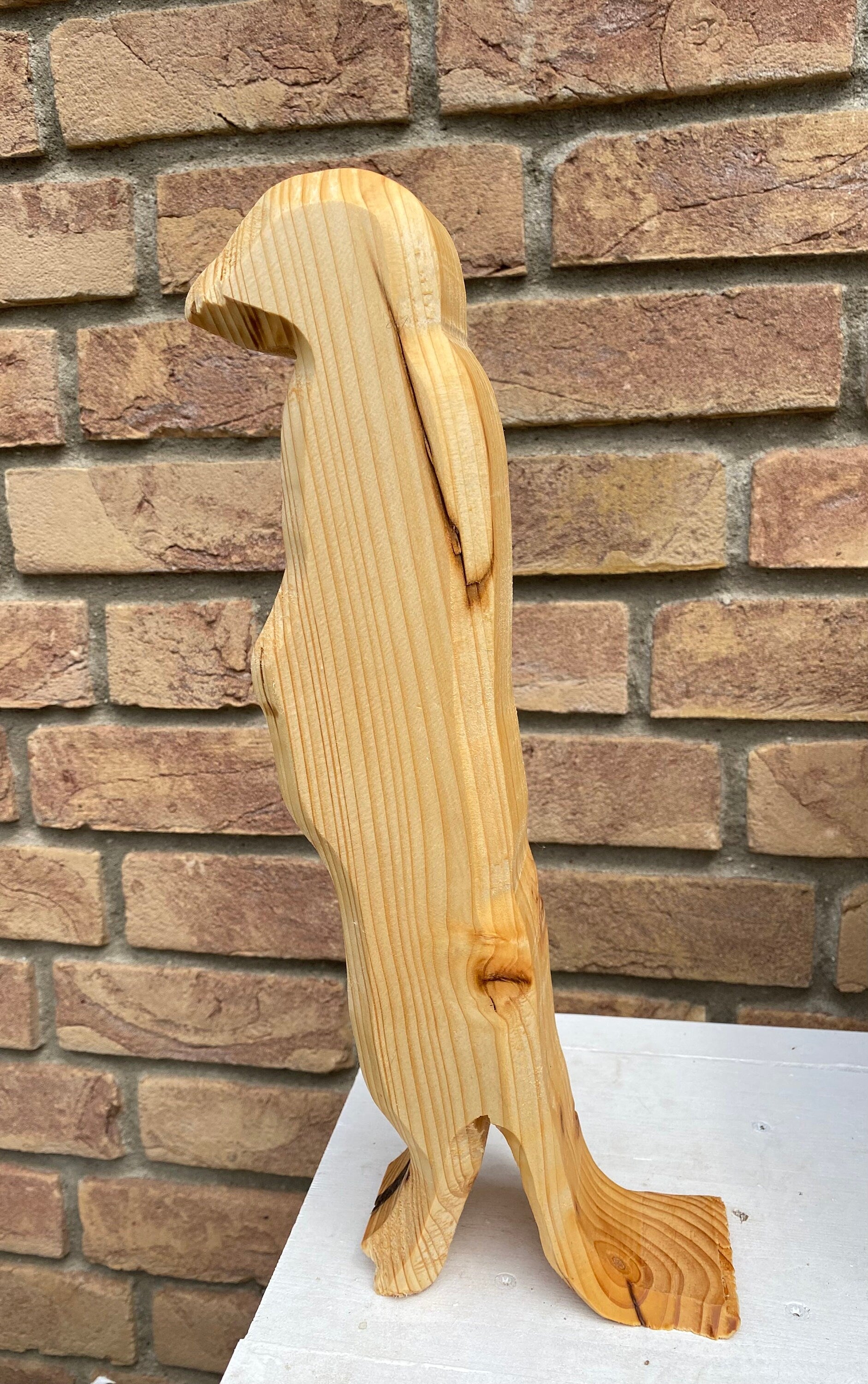 Großes Erdmännchen aus Holz (Fichte)