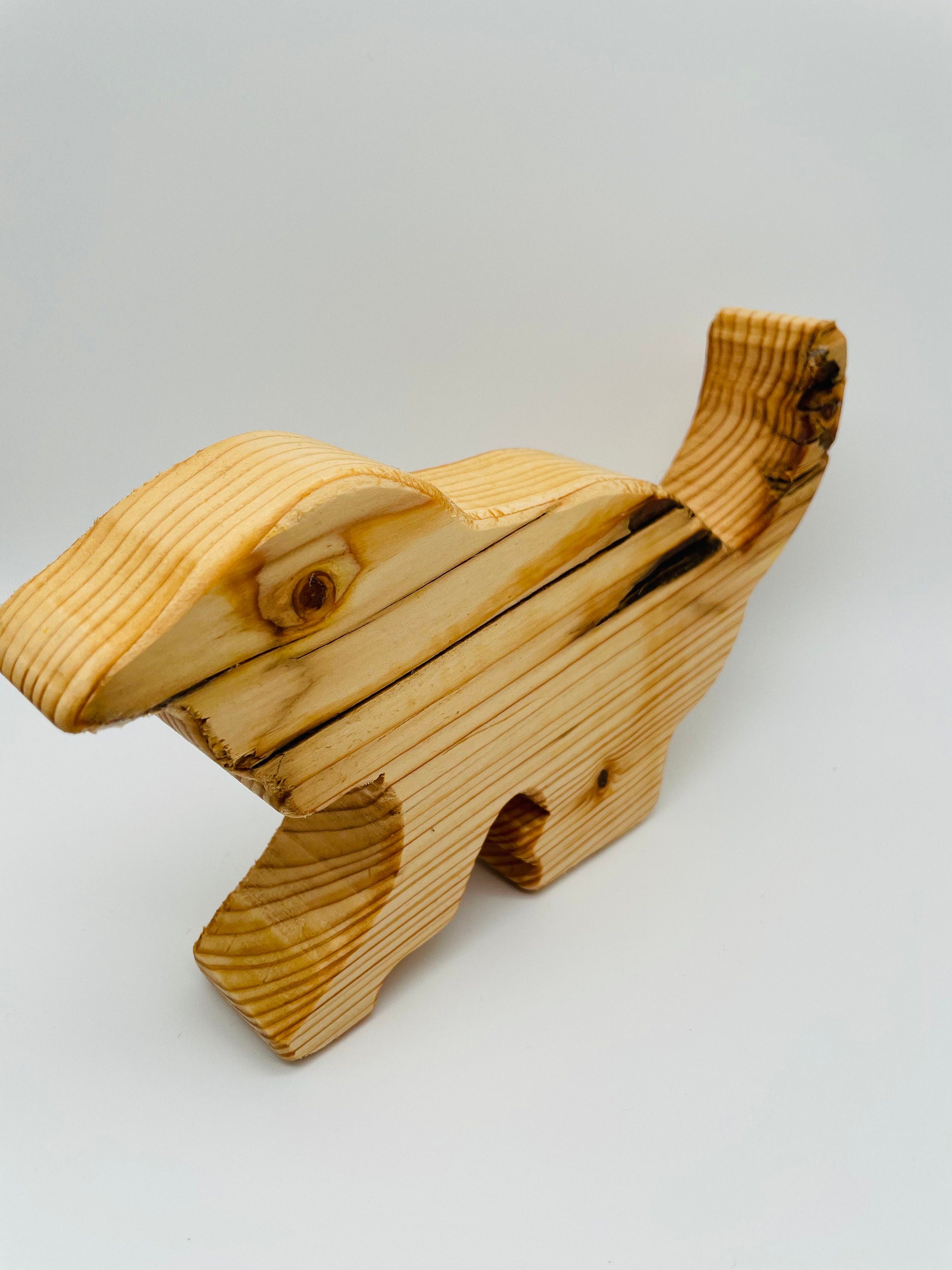 Holz Katze (spielend) aus Fichte / Deko