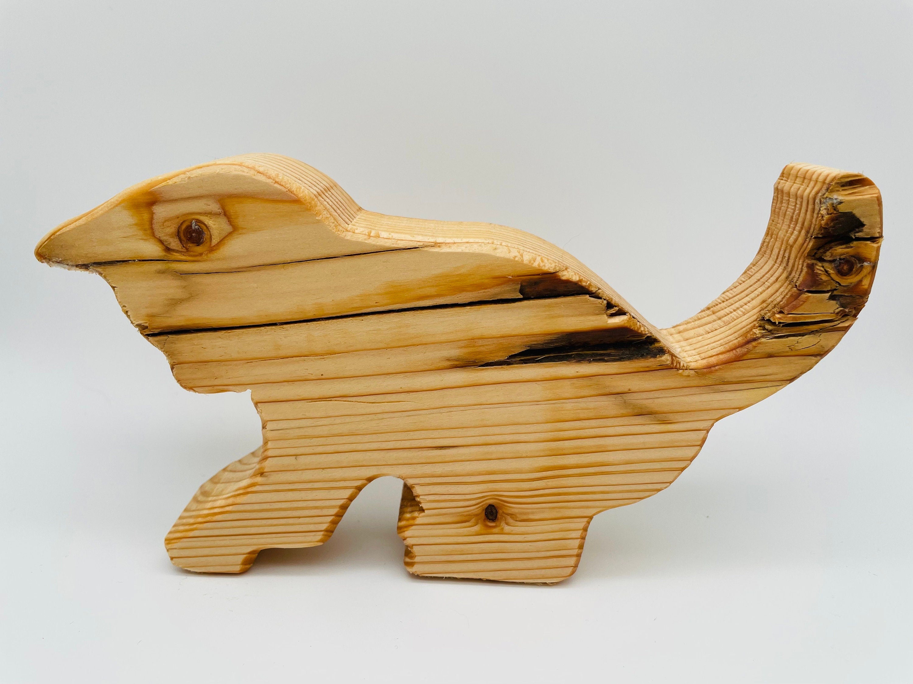 Holz Katze (spielend) aus Fichte / Deko