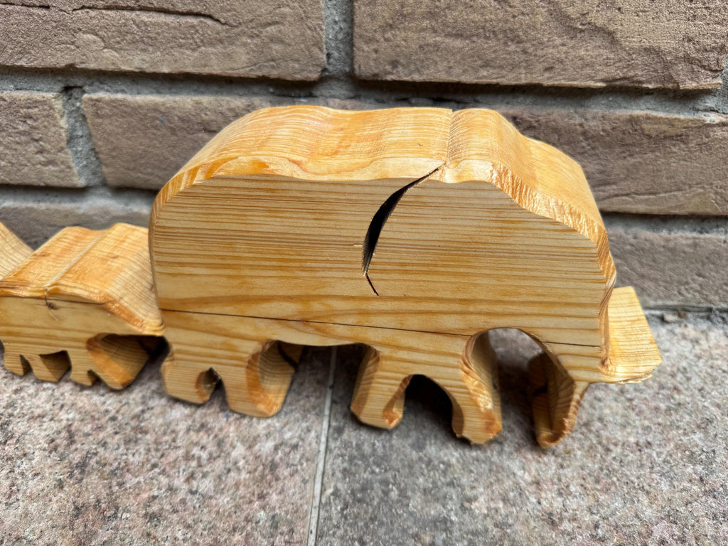 Holz Elefantenherde Mutter mit zwei Kinder