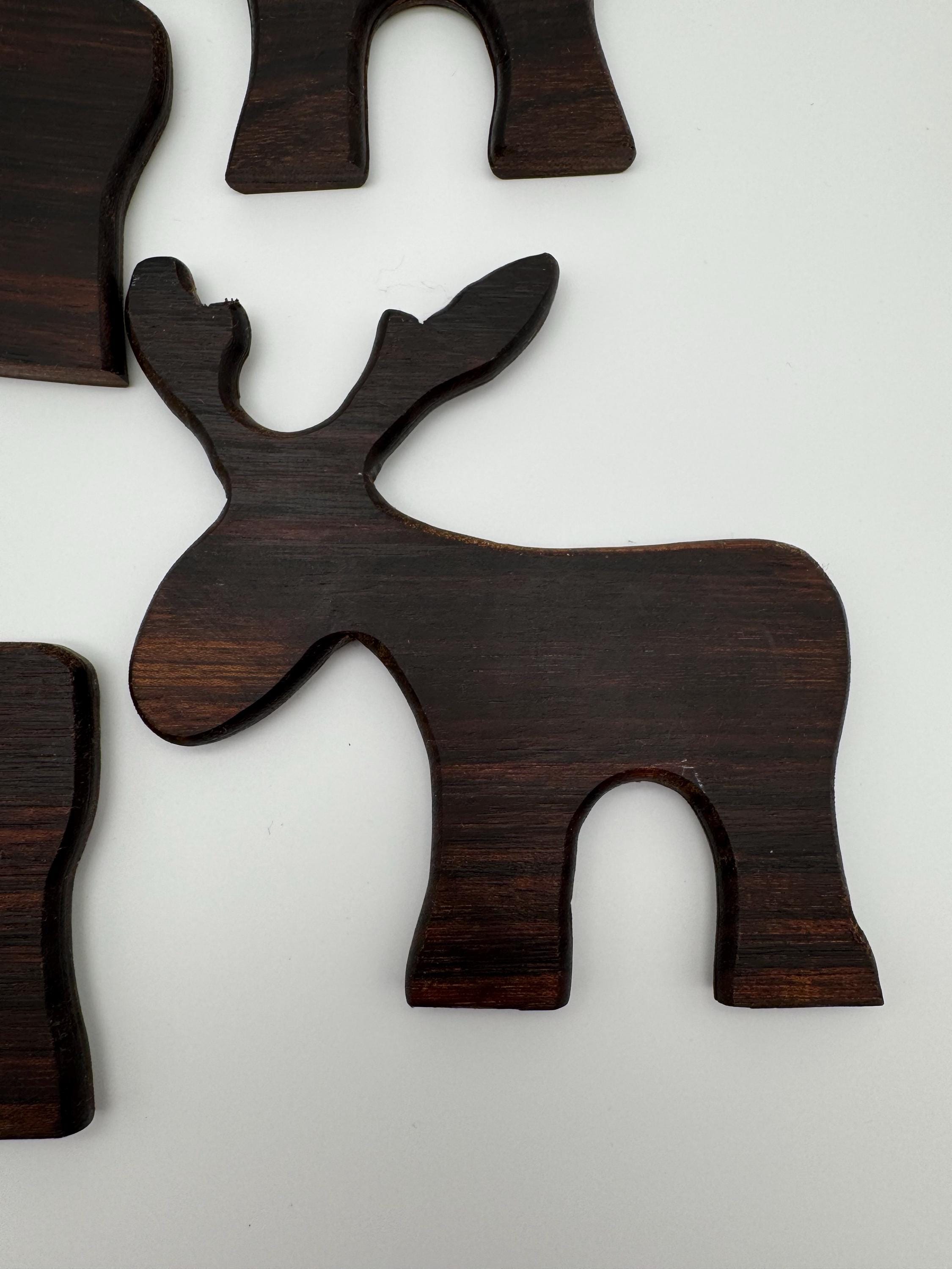 4 Holz Rentiere